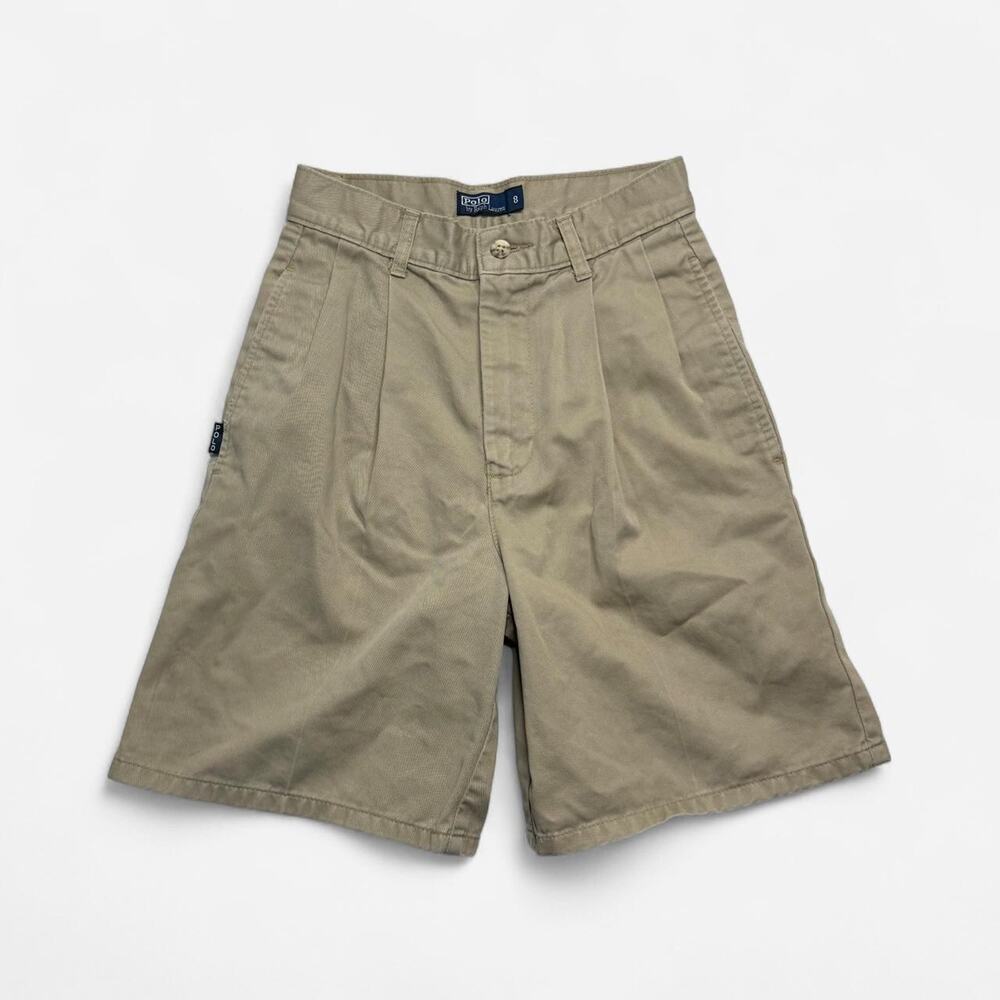 Polo Ralph Lauren Kids Size 8 Khaki Pleated Bermuda Chino Shorts Preppy